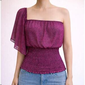 Vintage Y2K Must Have Purple Black Off Shoulder Animal Print Top USA Made Large